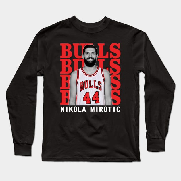 Chicago Bulls Nikola Mirotic Long Sleeve T-Shirt by Thejockandnerd